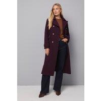 Wallis Women's Petite Military Double Breasted Longline Coat in Berry | Size: 18