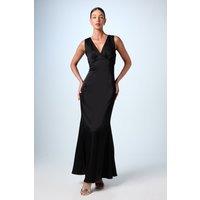 Bow Back V Neck Satin Bridesmaid Dress
