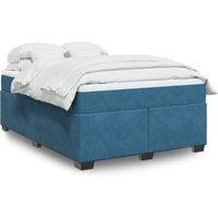 Berkfield Home Box Spring Bed with Mattress Dark Blue 140x200 cm Velvet