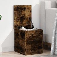 Berkfield Home Storage Box Smoked Oak 30x35x35 cm Engineered Wood in Brown | Size: 30 x 35 x 35 cm