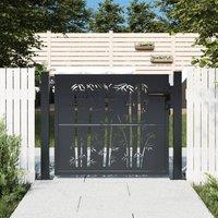 Berkfield Home Garden Gate Anthracite 105x80 cm Steel Bamboo Design