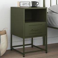 Berkfield Home Bedside Cabinet Olive Green 36x39x60.5 cm Steel