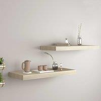 Berkfield Home Floating Wall Shelves 2 pcs Oak 60x23.5x3.8 cm MDF in Brown