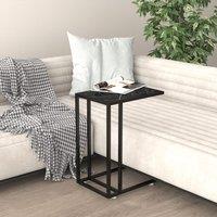 Berkfield Home Computer Side Table Black Marble 50x35x65 cm Tempered Glass | Size: 50 x 35 x 65 cm