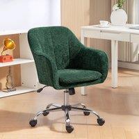 HOMCOM Modern Snow Flannel Office Desk Chair for Bedroom, Living Room in Dark Green