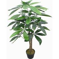 Tradala Trees Lush Artificial Tree Large Fortune with Real Wood Trunk in Dark Green | Size: 3ft