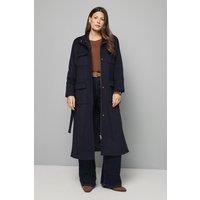 Wallis Women's Button Down Military Belted Collar Coat in Navy | Size: 14