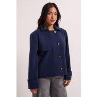 Dorothy Perkins Women's Petite Short Trench Coat in Navy | Size: 12