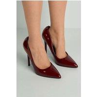 Miss Diva Women's Mila High Stiletto Heel Patent PU Court Shoes in Wine | Size: 7