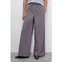 Warehouse Women's Slouchy Wide Leg Drawstring Cargo Trouser in Dark Grey | Size: 10