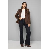 Wallis Women's Double Breasted Puff Shoulder Jacket in Chocolate | Size: 16