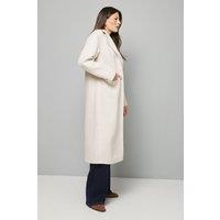 Wallis Women's Textured Single Breasted Midi Coat in Cream | Size: 18