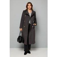 Wallis Women's Double Breasted Tab Detail Funnel Coat in Dark Grey | Size: 16