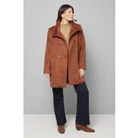 Wallis Women's Short Double Breasted Funnel Coat in Tobacco | Size: 10