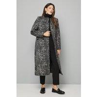 Wallis Women's Animal Print Button Detail Coat in Grey | Size: 10