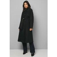 Wallis Women's Wool Blend Belted Longline Coat in Black | Size: 22