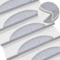 Berkfield Home Stair Mats 10 pcs 56x17x3 cm Light Grey | Size: Medium