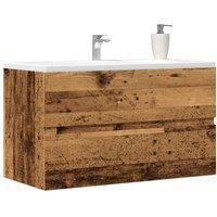 Berkfield Home Bathroom Hanging Cabinet Old Wood 80x38.5x45 cm Engineered Wood in Brown