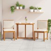 Berkfield Home Armless Garden Chairs with Cushions - 2 Pack, Solid Acacia Wood in Cream