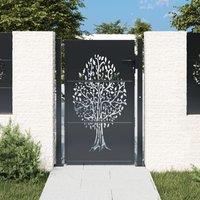 Berkfield Home Garden Gate Anthracite 105x155 cm Steel Tree Design