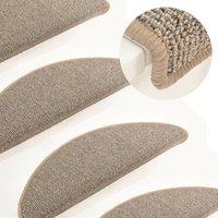 Berkfield Home Carpet Stair Treads 15 pcs Grey & Brown 65x21x4 cm | Size: Medium
