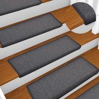 Berkfield Home Carpet Stair Treads 15 pcs 65x21x4 cm Dark Grey | Size: Medium