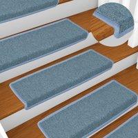 Berkfield Home Carpet Stair Treads 15 pcs 65x21x4 cm Blue | Size: Medium