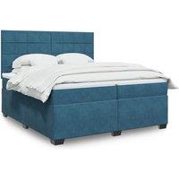 Box Spring Bed with Mattress Blue 200x200 cm Velvet