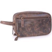 Bucklestone Men's Durham Leather Wash Bag in Brown