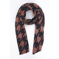 Sarta Women's Melanie Midweight Houndstooth Scarf - Rust in Burnt Orange
