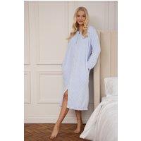 Camille Women's Classic Supersoft Diamond Print Zip Up Housecoat in Baby Blue | Size: 22-24