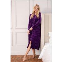 Camille Women's Classic Supersoft Diamond Print Zip Up Housecoat in Purple | Size: 22-24