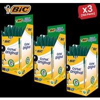 Bic CRISTAL MEDIUM BALL POINT PEN GREEN - BOX OF 50 - 3 Packs
