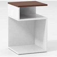 Costway S-Shaped Side Table Space-saving Sofa Table w/ 2 Open Storage in White