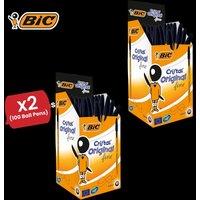 Bic CRISTAL FINE BALL POINT PEN BLACK - PACK OF 50 - 2 Packs