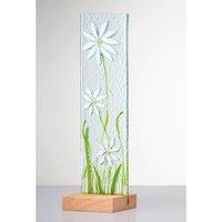 Sienna Glass Standing Decorative Flower Plaque White