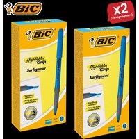 Bic Briteliner Grip Highlighter Pen Blue - Pack of 12 - 2 Packs