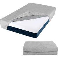 Costway Single Size Mattress Protector Luxury Super Soft Velvet Mattress Topper in Grey