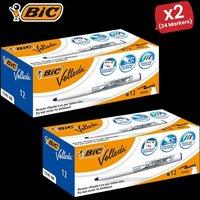 Bic Velleda 1741 Whiteboard Drywipe Markers Blue - Box of 12 - 2 Packs