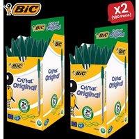 Bic CRISTAL MEDIUM BALL POINT PEN GREEN - BOX OF 50 - 2 Packs