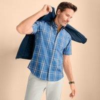 Lands' End Men's Short Sleeve Buttondown Ultimate Shirt in Blue | Size: Large