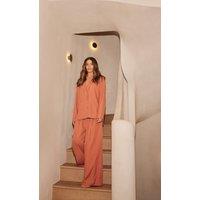 Little Mistress Women's Clay Wide Leg Trousers in Burnt Orange | Size: 8