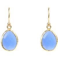 Latelita Women's Petite Drop Earrings Dark Blue Chalcedony Gold