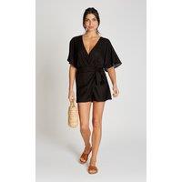 Little Mistress Women's Black Playsuit With Linen | Size: 14