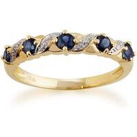 Gemondo Women's Classic Art Nouveau Round Sapphire & Diamond Half Eternity Ring In 9ct Yellow Gold in Blue | Size: K