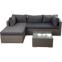 FURNITURE ONE 3 Piece Rattan Garden Corner Sofa Set with 10CM Cushion- Fully Assembled in Dark Grey | Size: 3 Pack