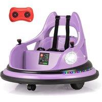 Costway Ride On Bumper Car 12V Battery Powered Bumper Car in Purple