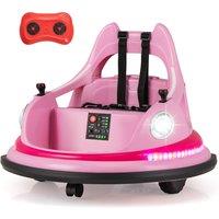 Costway Ride On Bumper Car 12V Battery Powered Bumper Car in Pink