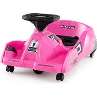 Costway Electric Cleaning Go Kart 12V Ride on Race Car w/ Detachable Mop in Pink