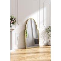 Living and Home 51cm W x 89cm H Irregular Wall Mirror Curved Top Metal Frame Art Deco Makeup Mirror Hanging or Leaning | Size: 51 cm W x 89 cm H